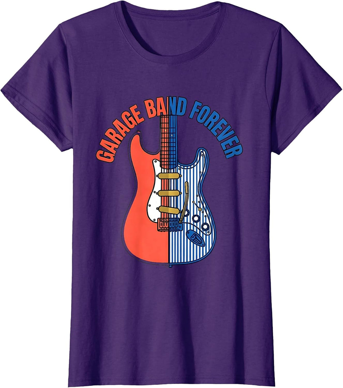 Women's Garage Band Forever Music Lover Design T-Shirt - Purple