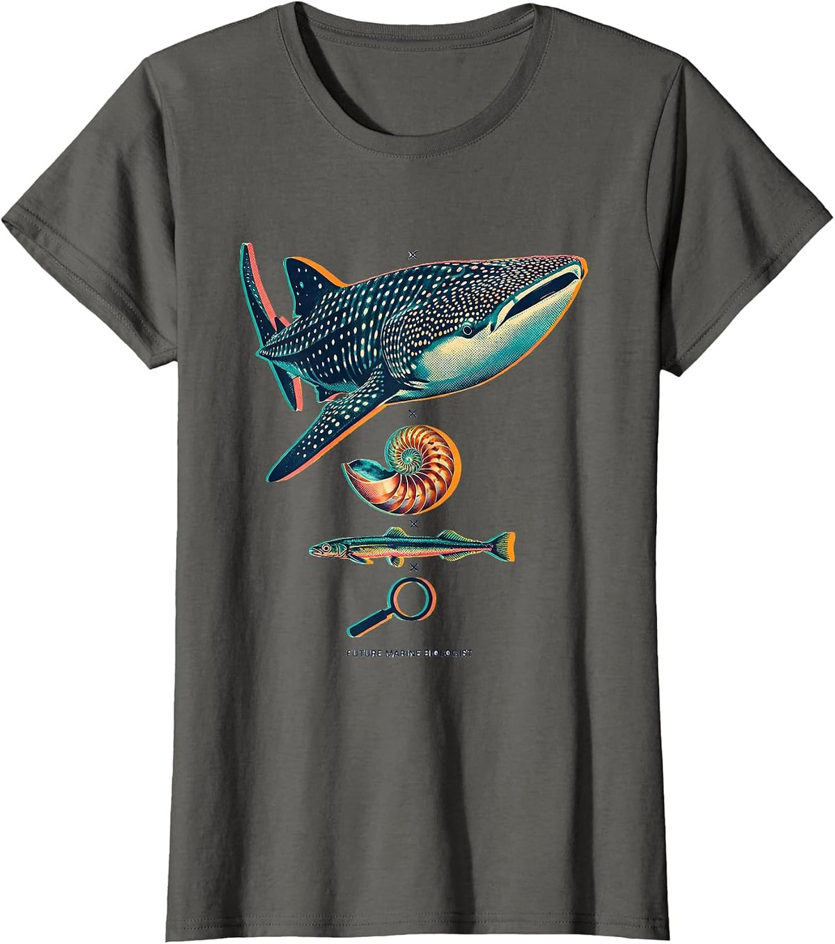 Women's Future Marine Biologist Cute Whale Shark Ocean Science T-Shirt - Asphalt Grey