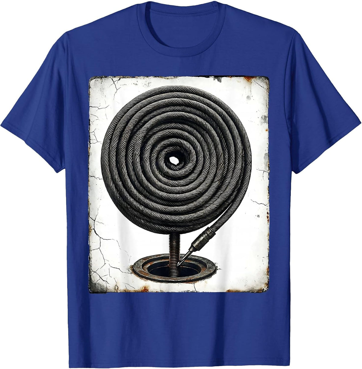 Men's Coiled Snake Cable Plumber Funny Occupational Humor T-Shirt - Royal Blue