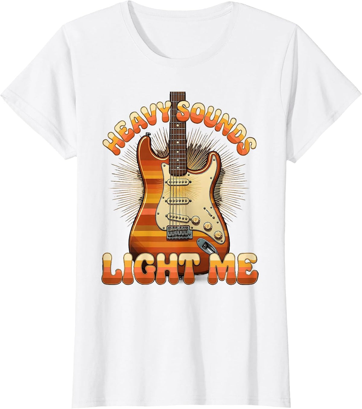 Heavy Sounds Light Me Grunge Music Design T-Shirt - White