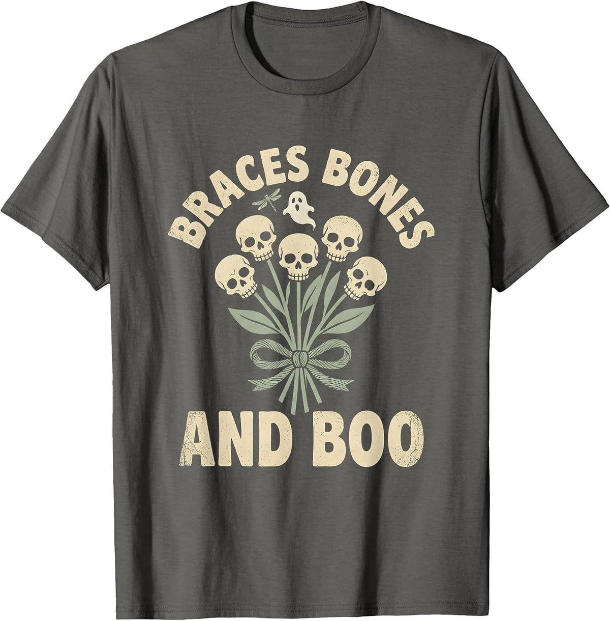 Boo Crew Dentist Halloween Braces Bones Design T-Shirt - Asphalt Grey