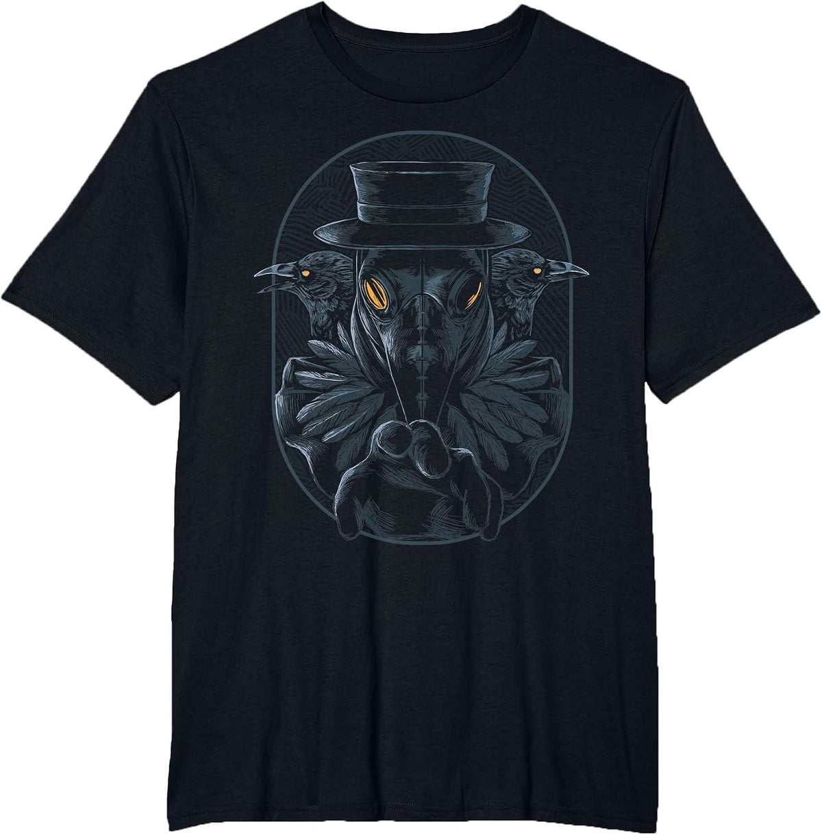 Plague Doctor with Raven Crow Medieval Middle Ages Physician T-Shirt - Black