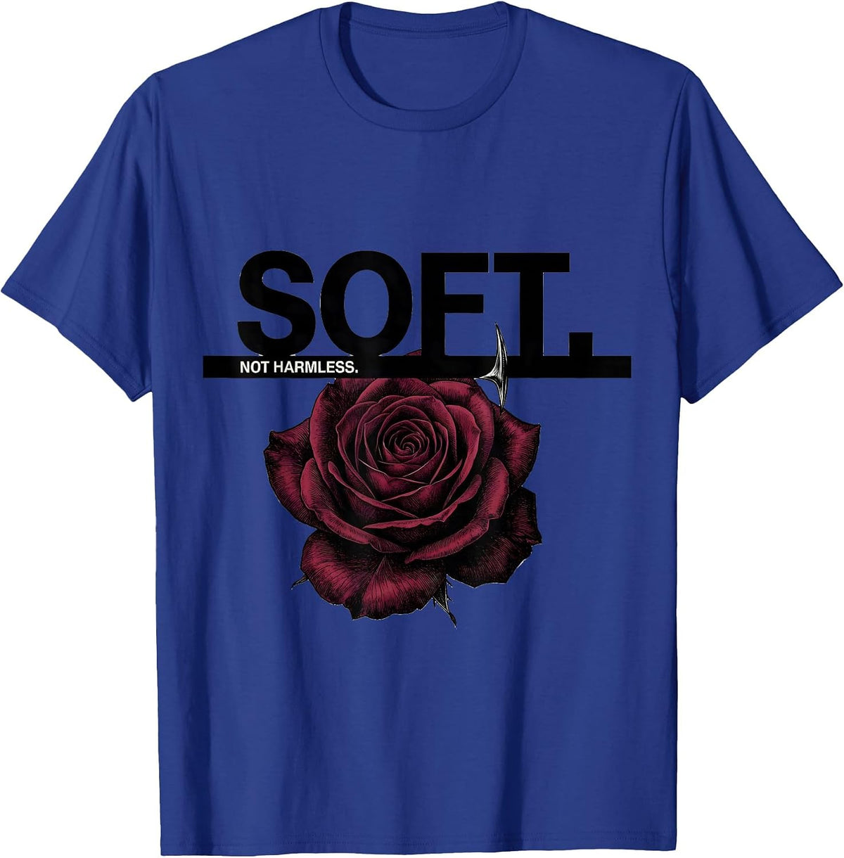 Men's Soft. Not Harmless Gothic Dark Romance Floral Art T-Shirt - Royal Blue