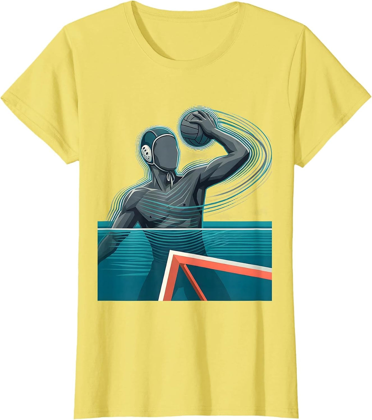Women's Water Polo Player Windup Throw Sports Fan Humor T-Shirt - Lemon Yellow