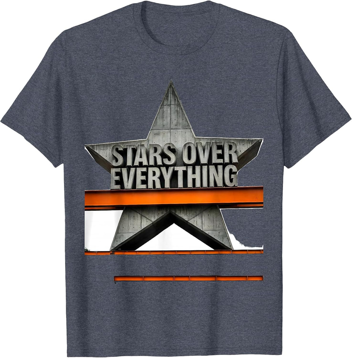 Stars Over Everything Celestial Graphic Design T-Shirt - Heather Blue