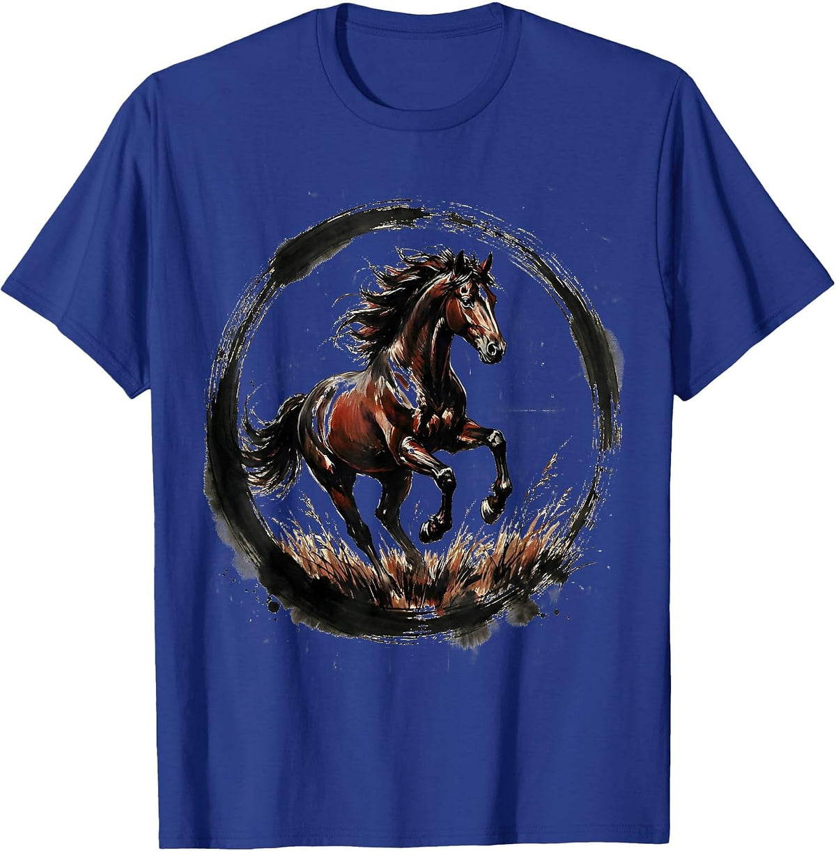 Wild Horse Galloping Through Open Plains Design T-Shirt - Royal Blue