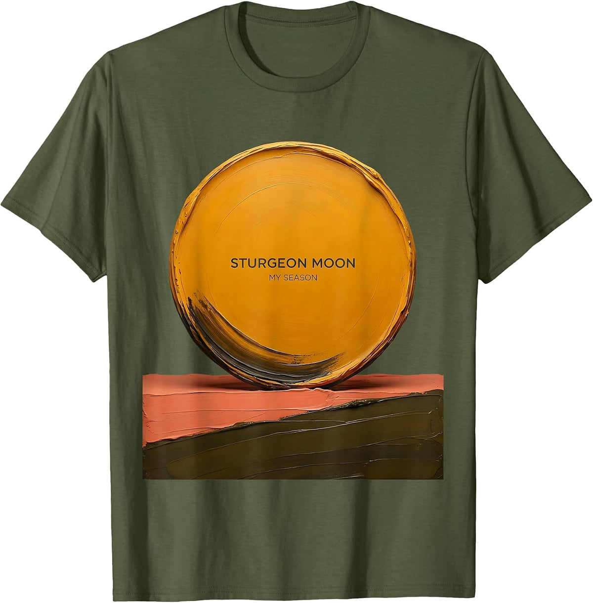 Men's Sturgeon Moon, My Season Boho Celestial Astronomy Graphic T-Shirt - Olive Green