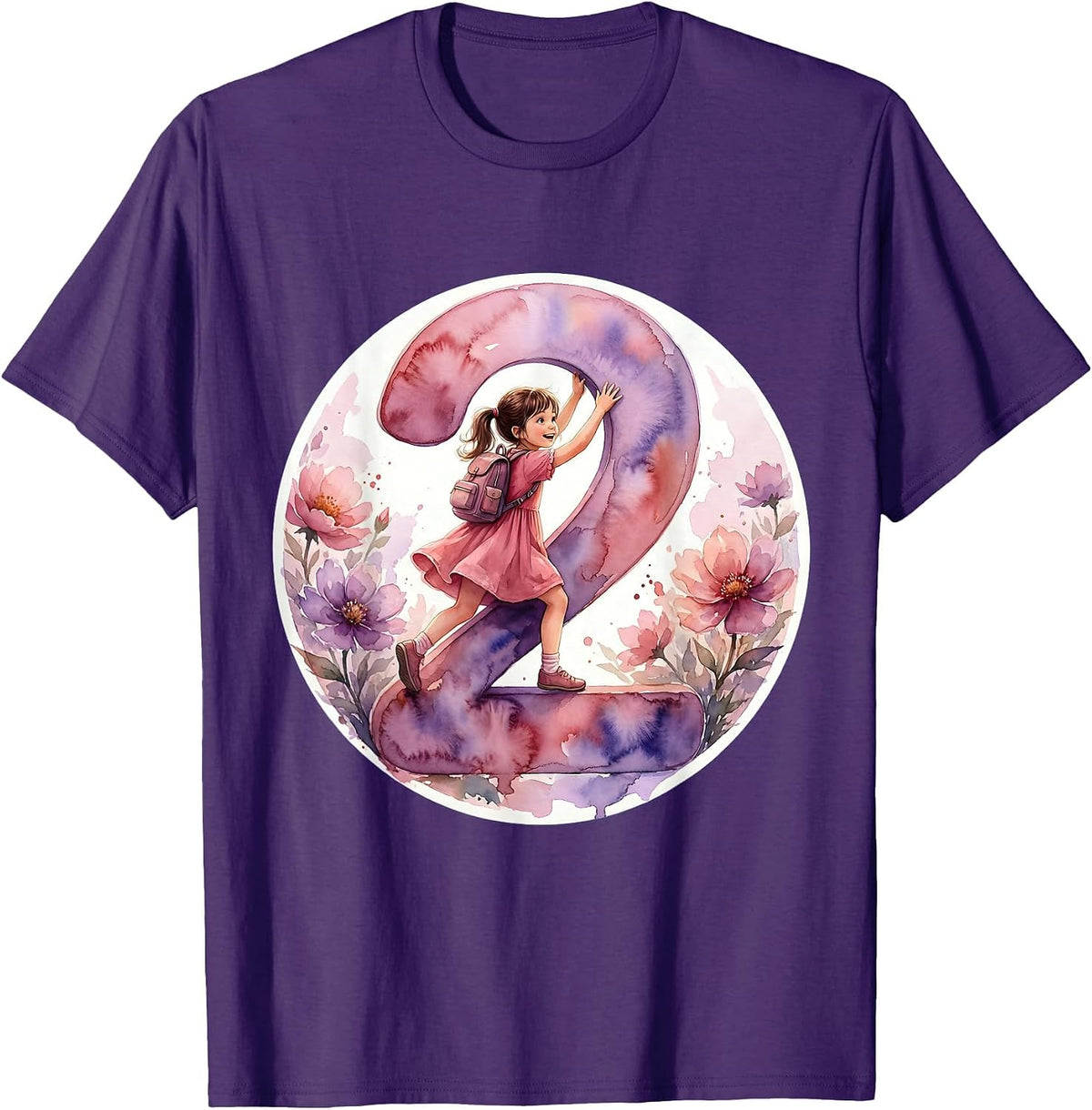 First Day of Second Grade Climbing Number Two T-Shirt - Purple