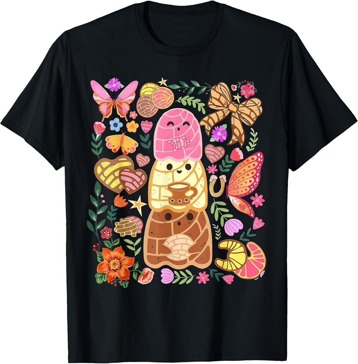Pantasmas Ghost Funny Spooky Conchas Mexican Ghost Halloween T-Shirt - Black