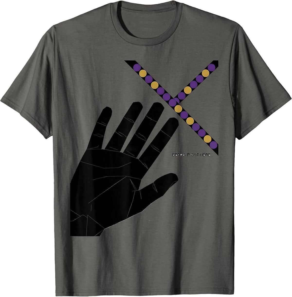 Men's Beads Right Here Swiss International Mardi Gras Carnival T-Shirt - Asphalt Grey