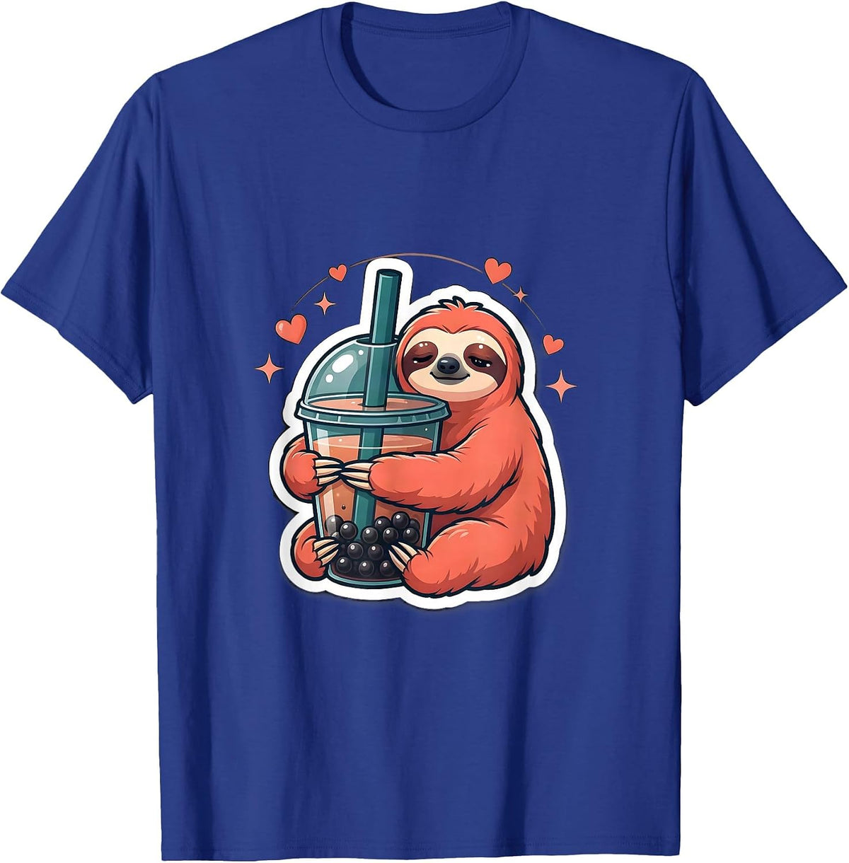 Sleepy Sloth Boba Tea Kawaii Anime Aesthetic T-Shirt - Royal Blue