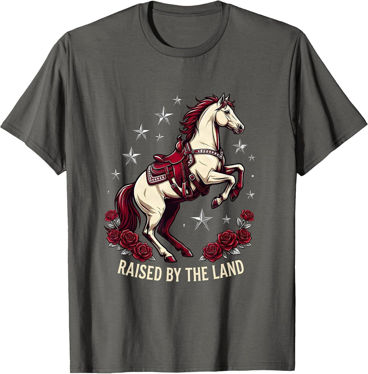 Raised by the Land Rustic Country Pride Design T-Shirt - Asphalt Grey