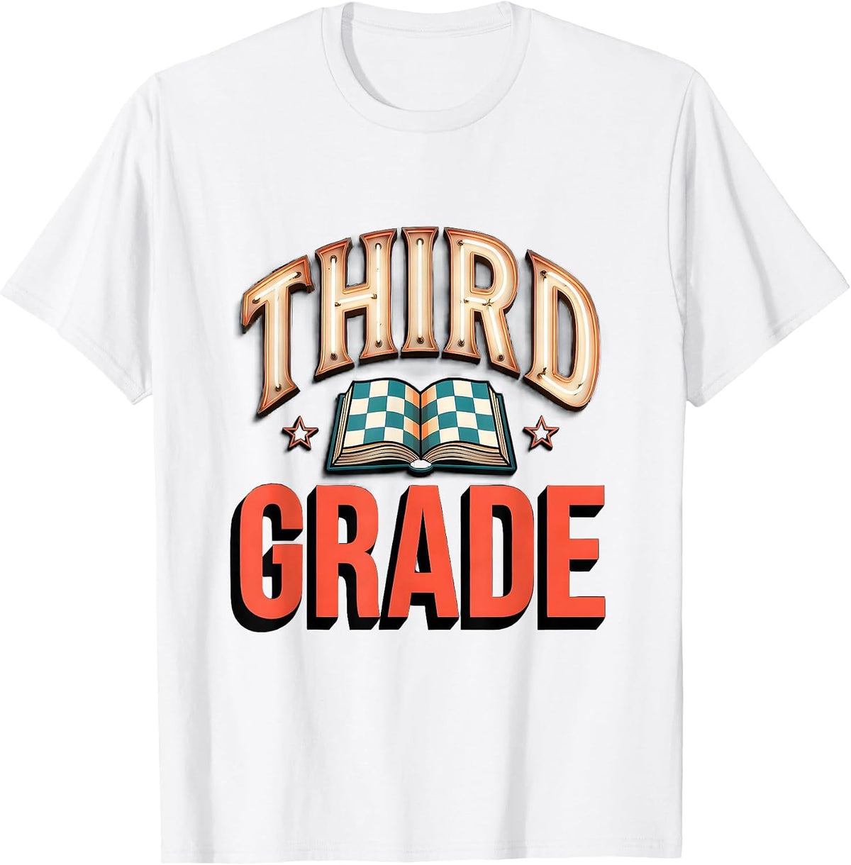 Men's Third Grade Retro Checkered Girl Teacher Back To School T-Shirt - White