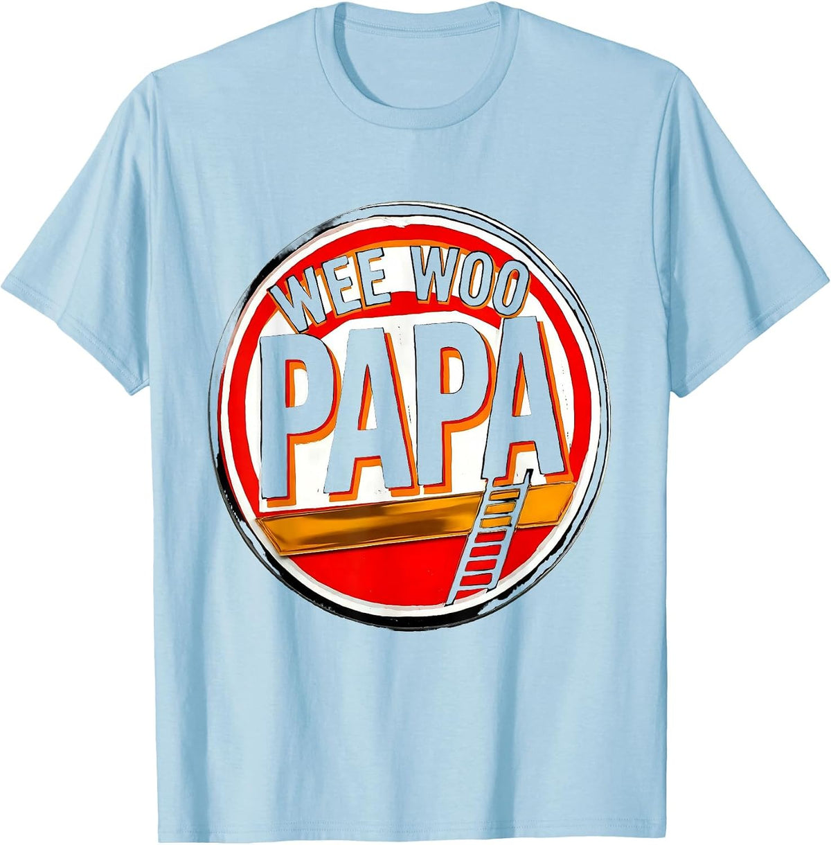 Men's Wee Woo Papa Funny Firefighter Fire Truck Fireman Humor T-Shirt - Baby Blue