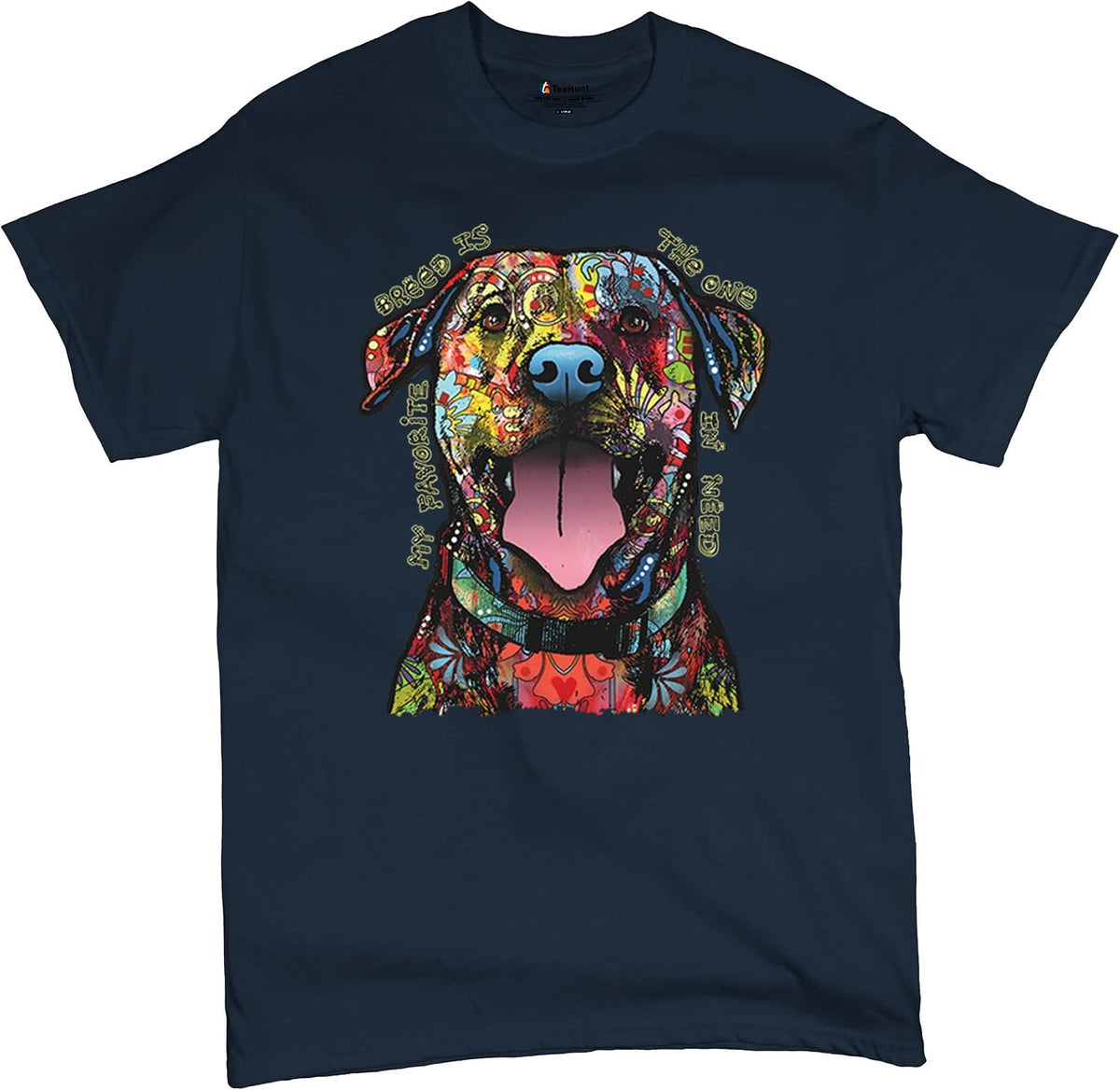 My Favorite Breed is The One in Need T-Shirt Dean Russo Dog Men's Tee - Navy Blue