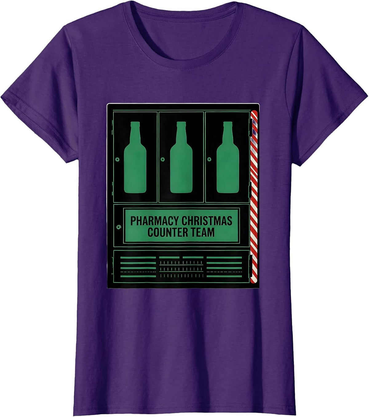 Women's Pharmacy Christmas Counter Team Funny Pharmacy Tech Squad T-Shirt - Purple