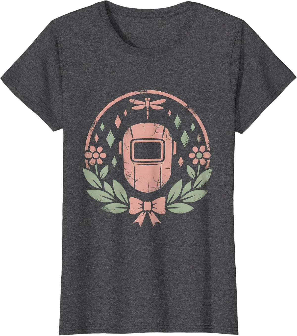 Women's Welder Sparks Flying Illustration Graphic Design T-Shirt - Dark Heather Grey