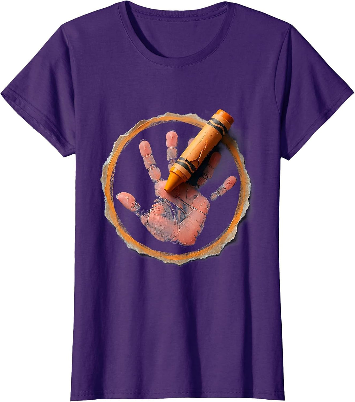 Women's Broken Crayons Still Color Handprint Art T-Shirt - Purple