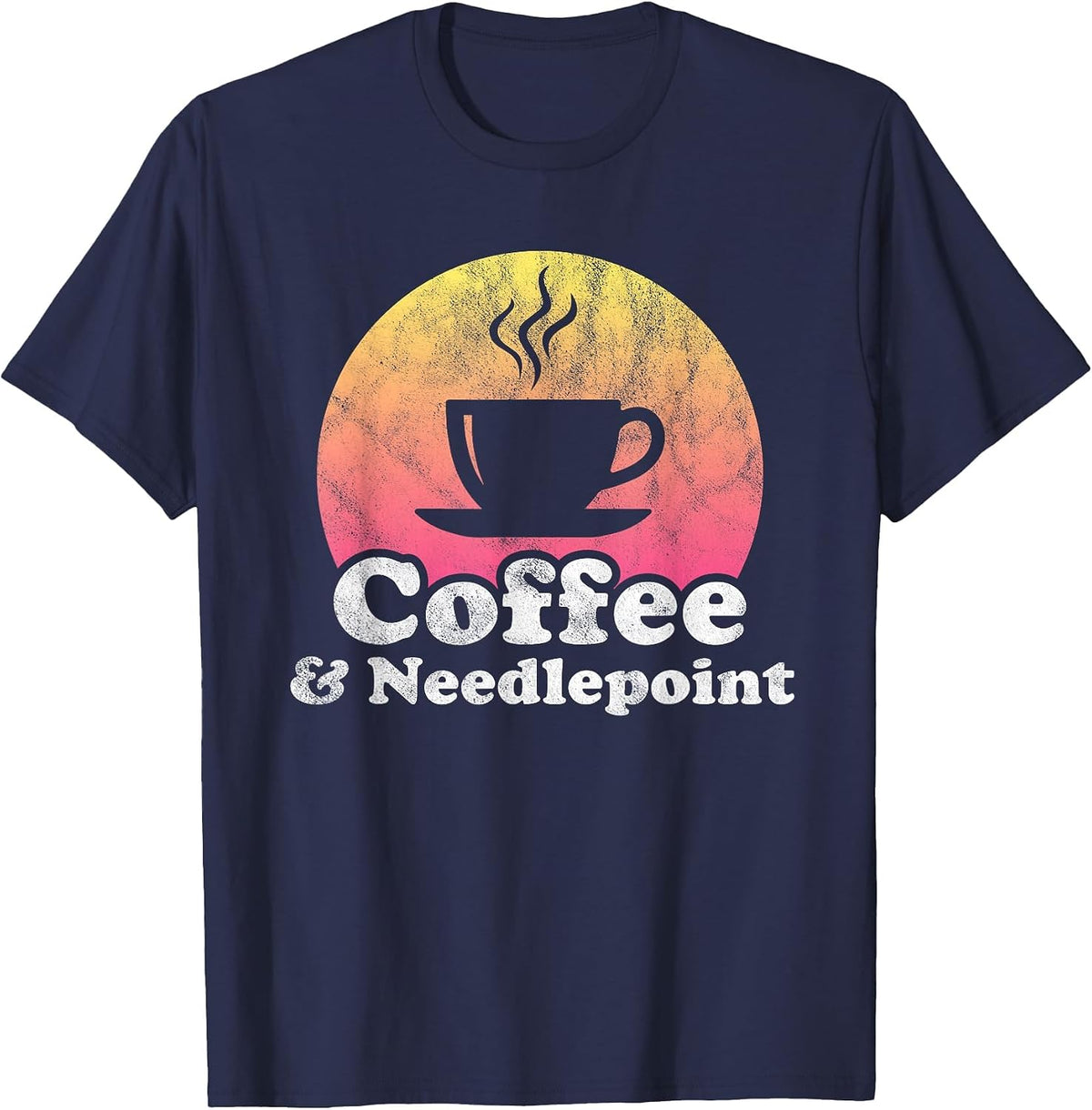 Coffee and Needlepoint T-Shirt - Navy Blue