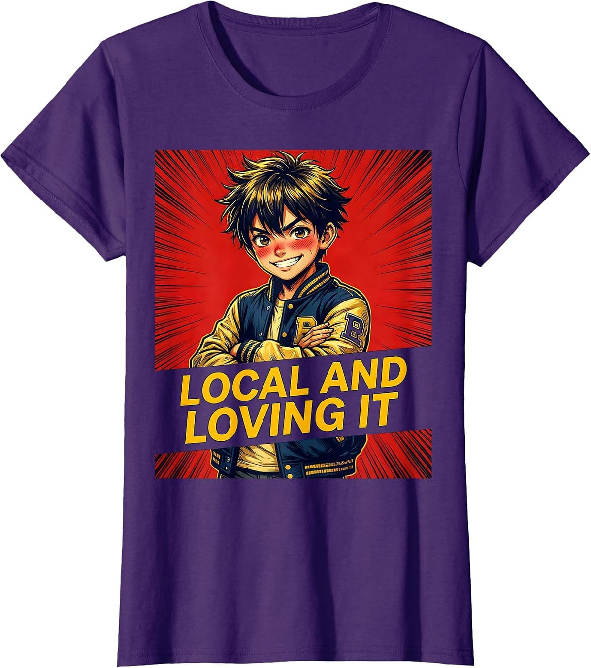 Women's Local Boy Local and Loving It Hometown Pride Design T-Shirt - Purple