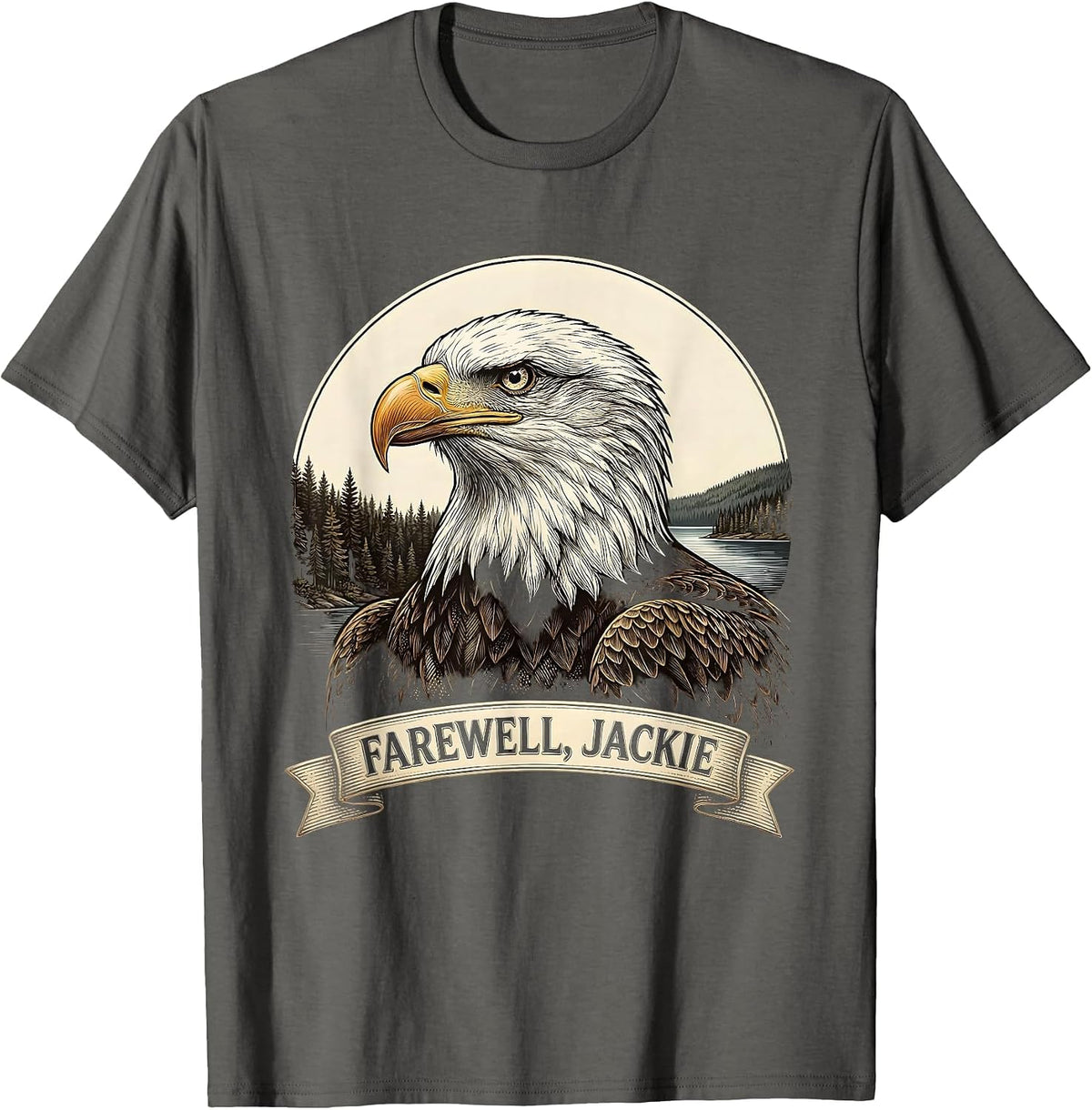 Men's Farewell, Jackie Bald Eagle Memorial Tribute Crosshatch T-Shirt - Asphalt Grey