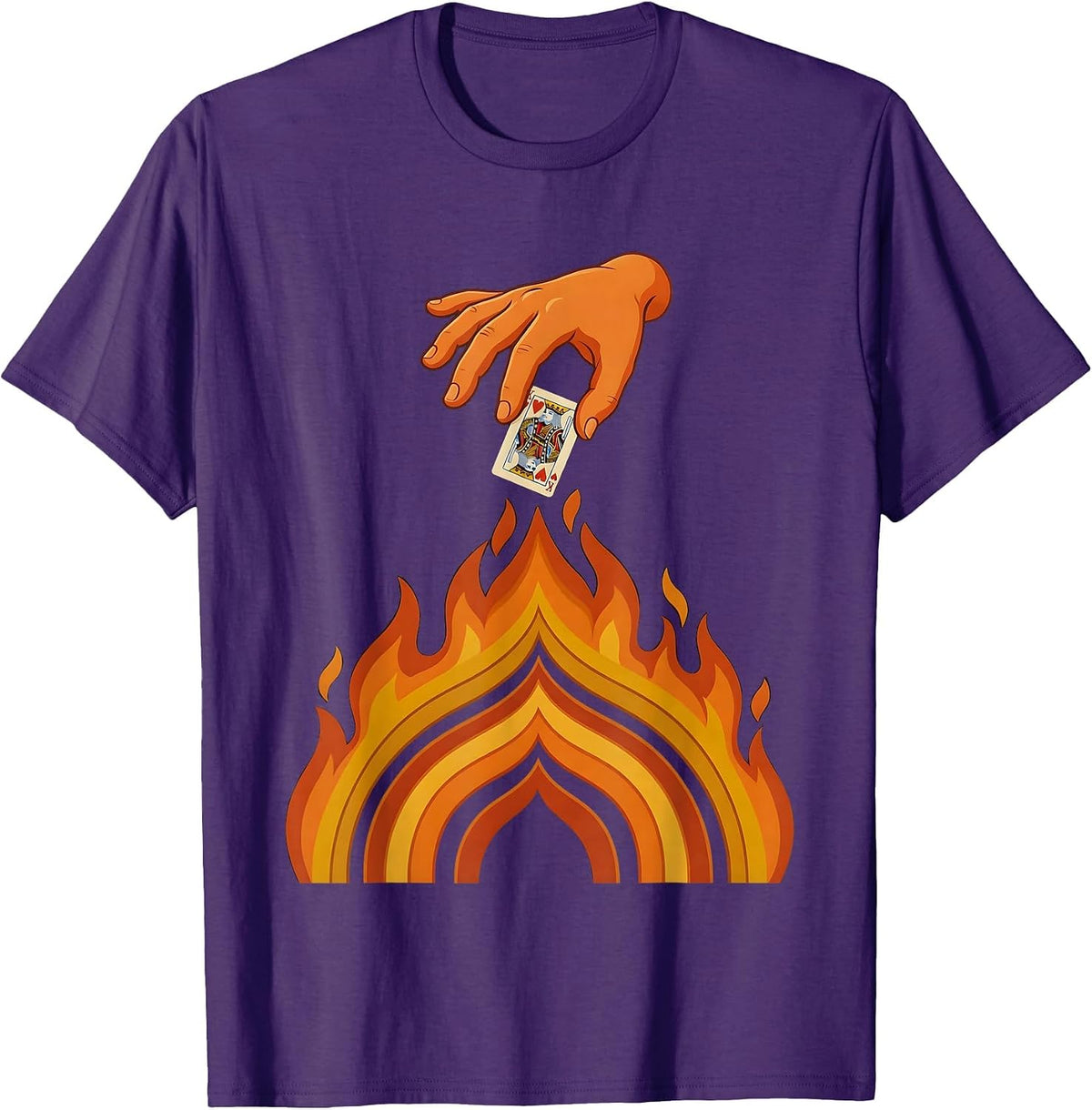 Discard Into Flames Playing Card Graphic T-Shirt - Purple