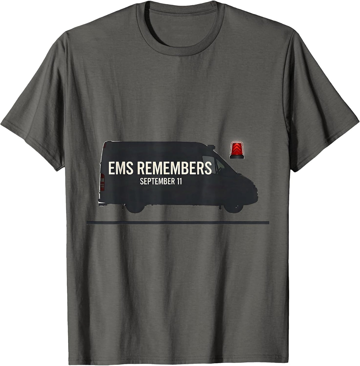 EMS Remembers September 11 Patriotic First Responder Tribute T-Shirt - Asphalt Grey