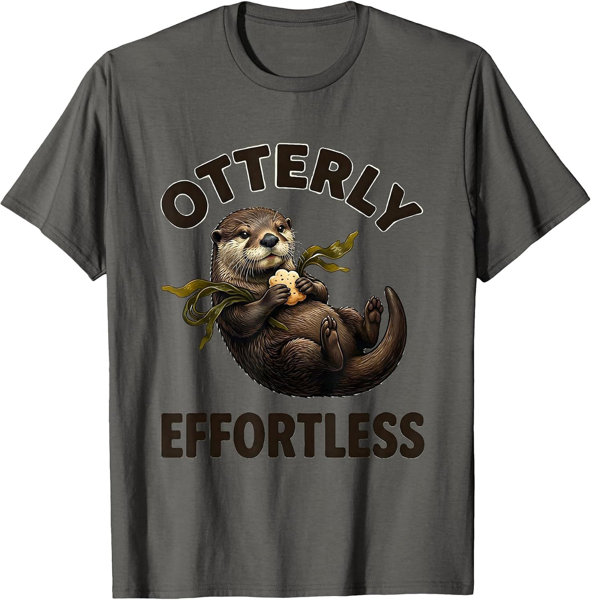 Otterly Effortless Funny Sea Otter Lover Pun Humor T-Shirt - Asphalt Grey