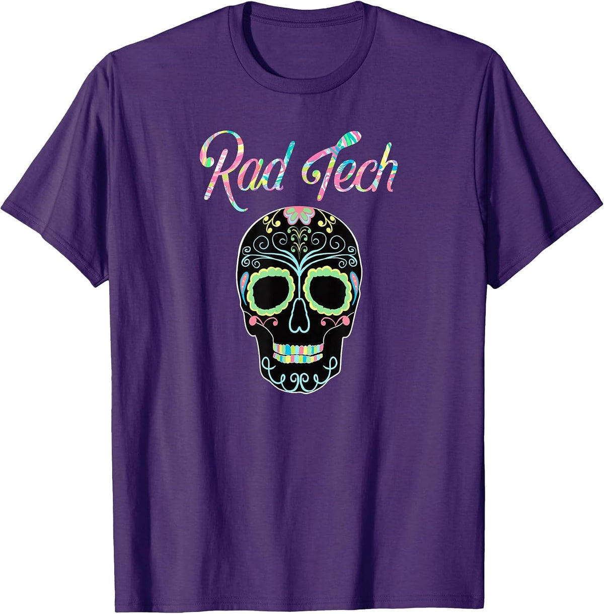 Radiologic Technologist - Rad Tech Week Sugar Skull T-Shirt - Purple