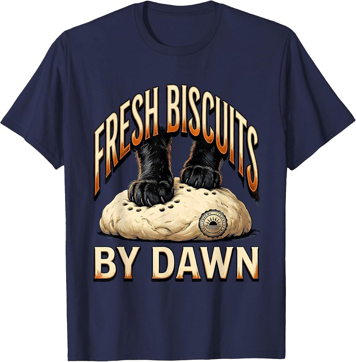 Men's Fresh Biscuits By Dawn Funny Cat Lover Bakery Humor T-Shirt - Navy Blue