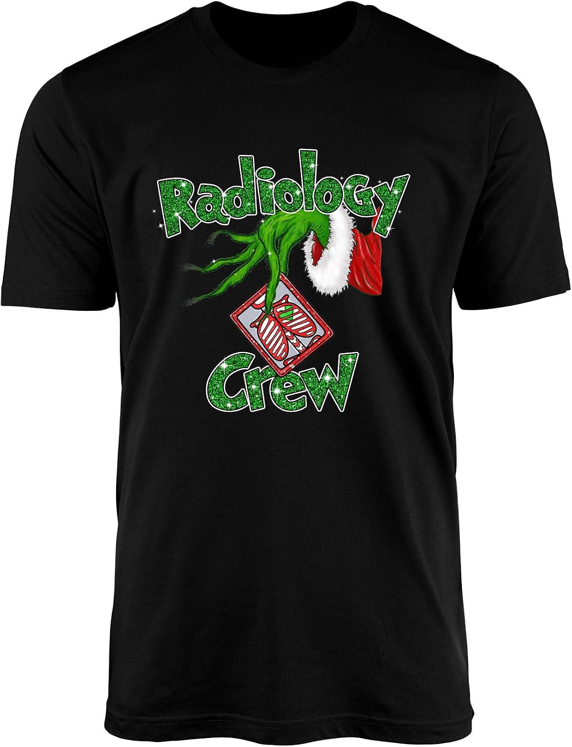 Radiology Crew T-Shirt - Festive Hospital Radiology Tech Xray Scrub Tee - Black