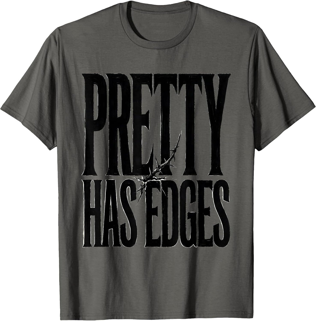 Pretty Has Edges Gothic Dark Romance Rose Flower Dark T-Shirt - Asphalt Grey