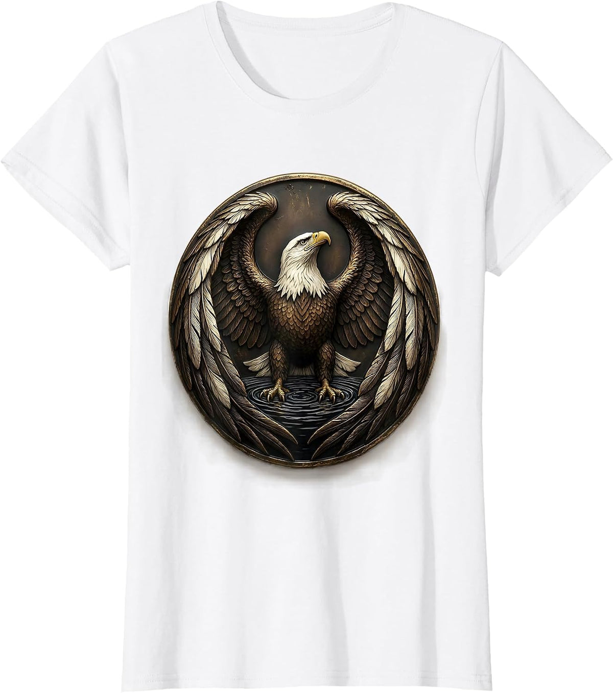 Vintage Bald Eagle Rising Circle Faith Pride T-Shirt - White