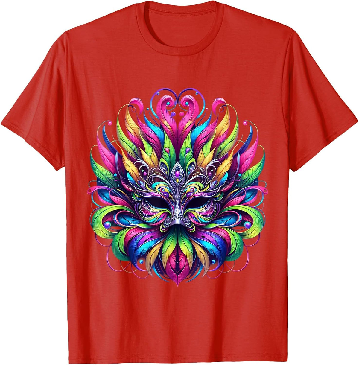 Mardi Gras Mask Carnival Rio T-Shirt - Red