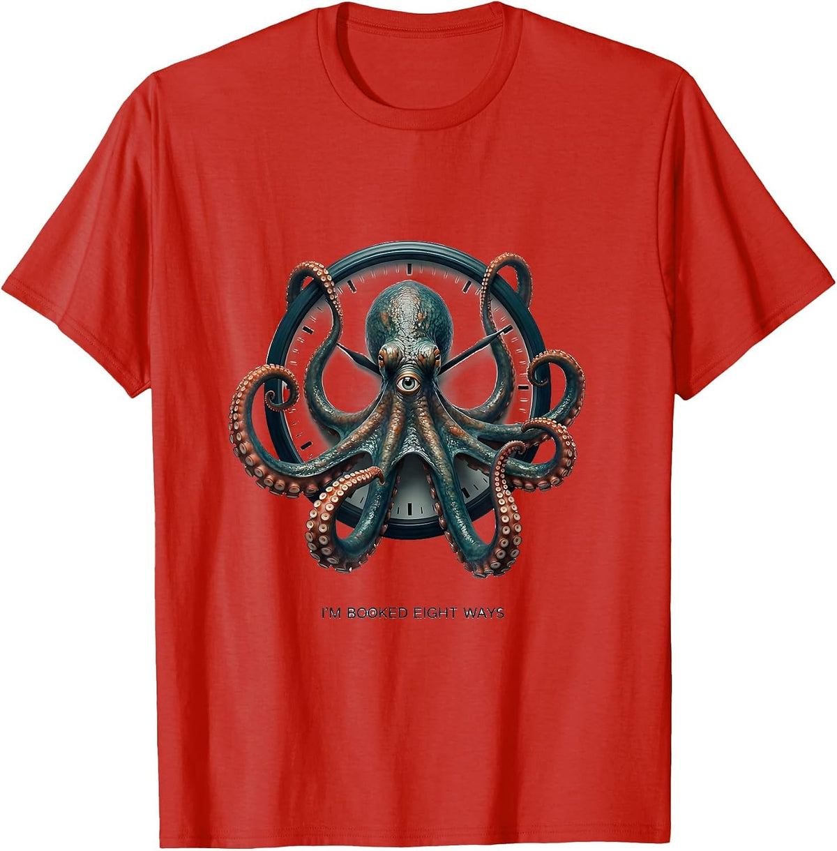 Men's I'm Booked Eight Ways Vintage Octopus Marine Biology Fan T-Shirt - Red
