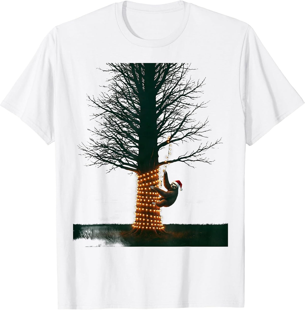Men's Bare Evergreen Sloth Holiday Humor Sloth Lover T-Shirt - White