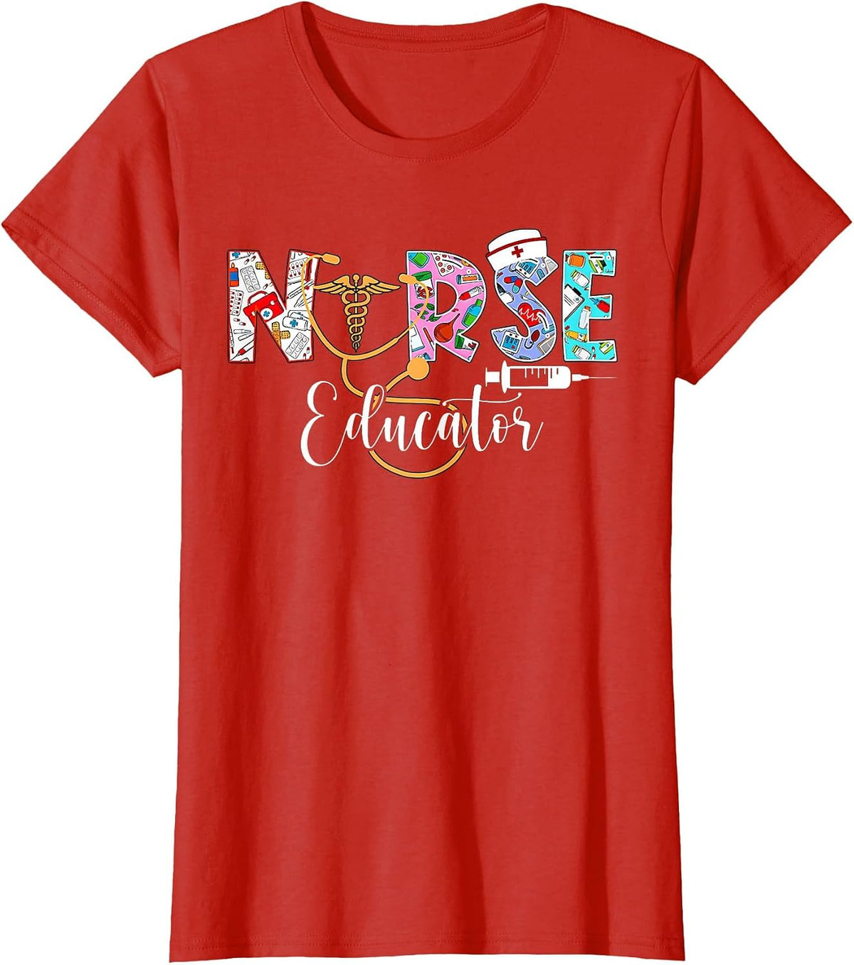 Nurse Educator Nursing School Instructor Stethoscope Nurse T-Shirt - Red