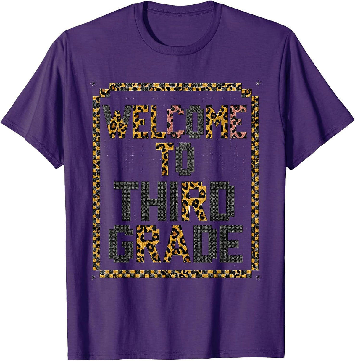 Men's Welcome To Third Grade Leopard Print Teacher Back To School T-Shirt - Purple