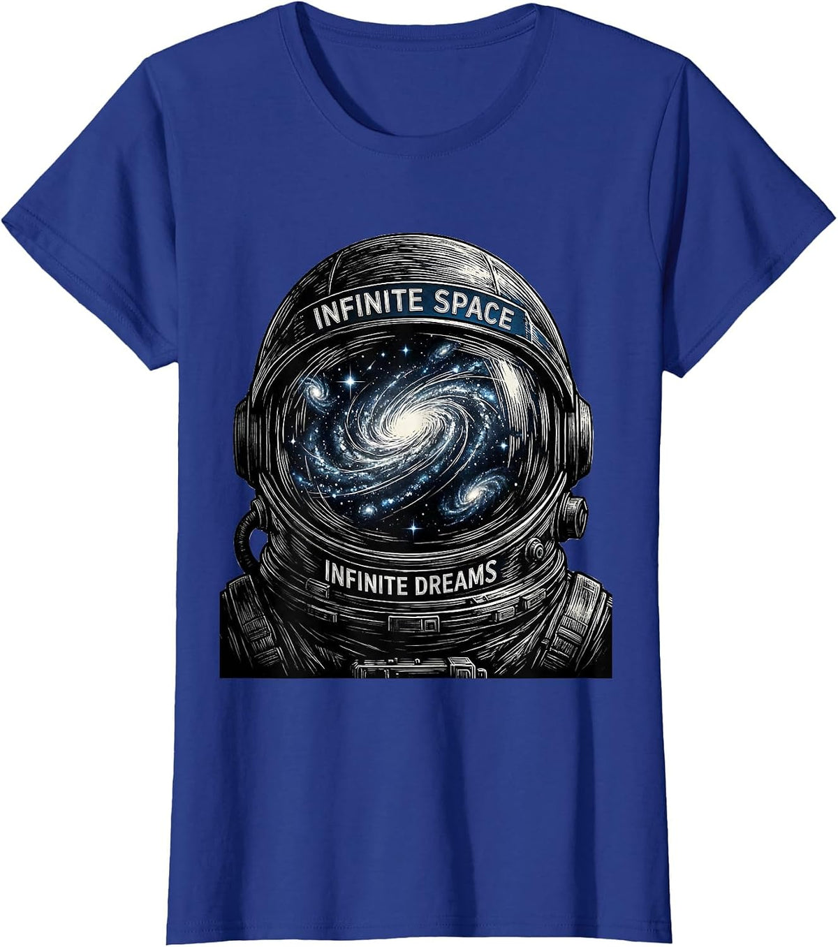 Women's Infinite Space Infinite Dreams Galaxy Design T-Shirt - Royal Blue