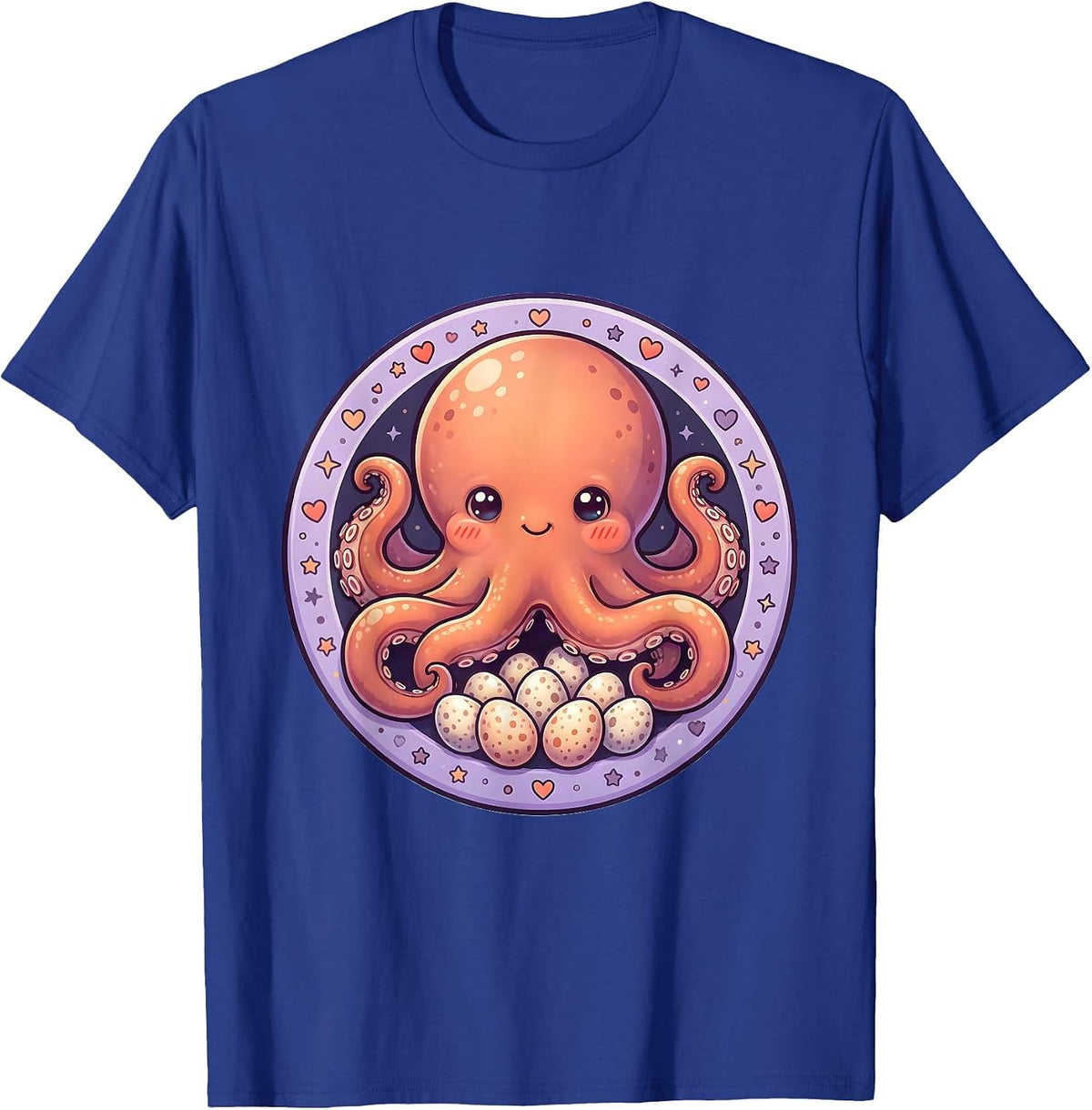 Mother Octopus Guarding Eggs Illustration T-Shirt - Royal Blue