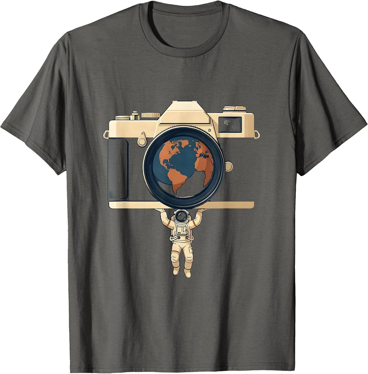 Men's Astronaut Photographer Floating in Orbit T-Shirt - Asphalt Grey