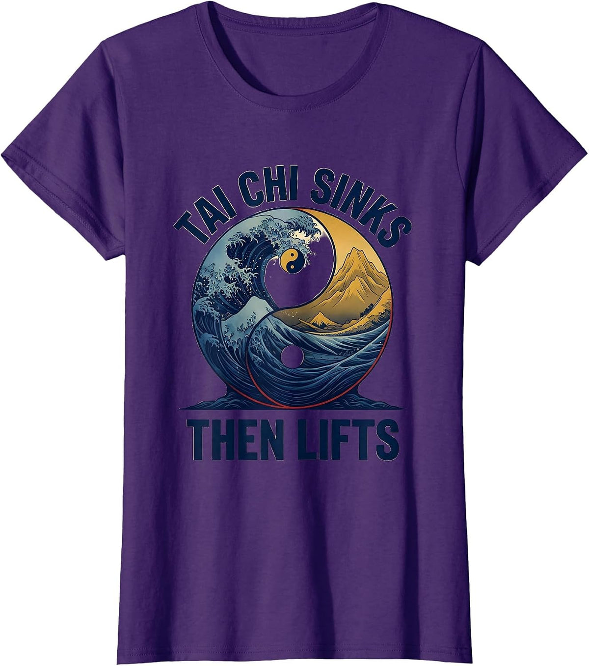 Women's Tai Chi Sinks, Then Lifts Yin Yang Martial Arts Humor T-Shirt - Purple