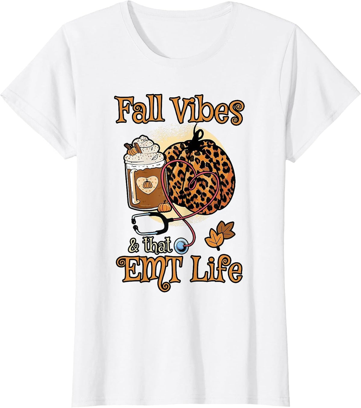 Fall Vibes that EMT Life Paramedic Costume Thin White Line T-Shirt - White