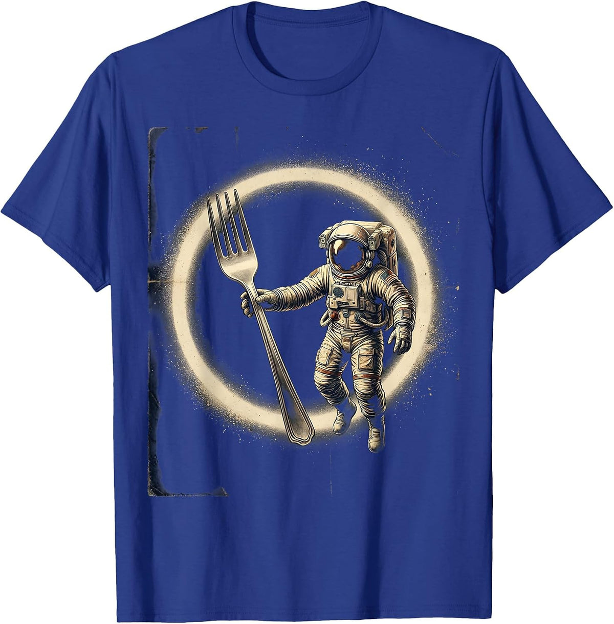 Astronaut Floating With Giant Wishbone Space Art T-Shirt - Royal Blue