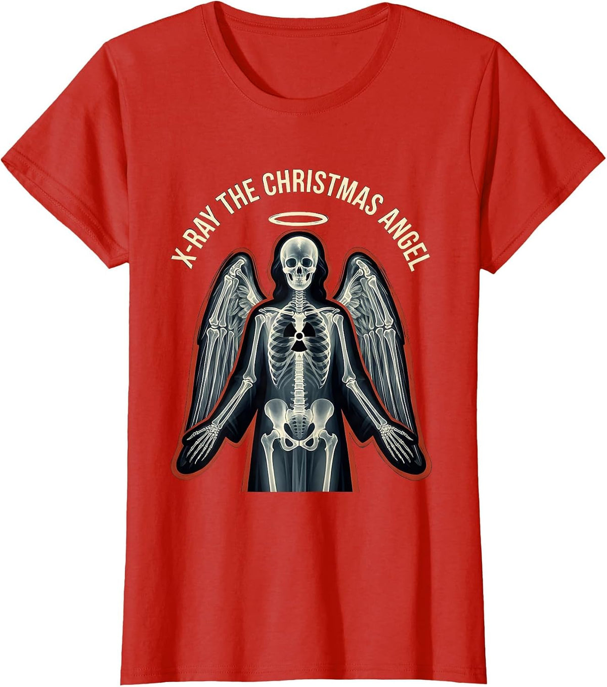 Women's X-Ray The Christmas Angel Funny Radiology Tech Christmas T-Shirt - Red