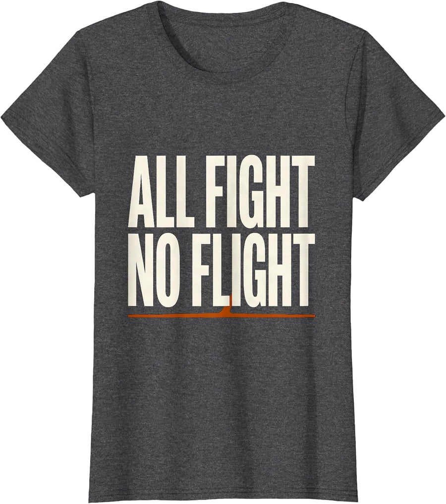 Women's All Fight No Flight Funny Penguin Bird Meme Humor T-Shirt - Dark Heather Grey