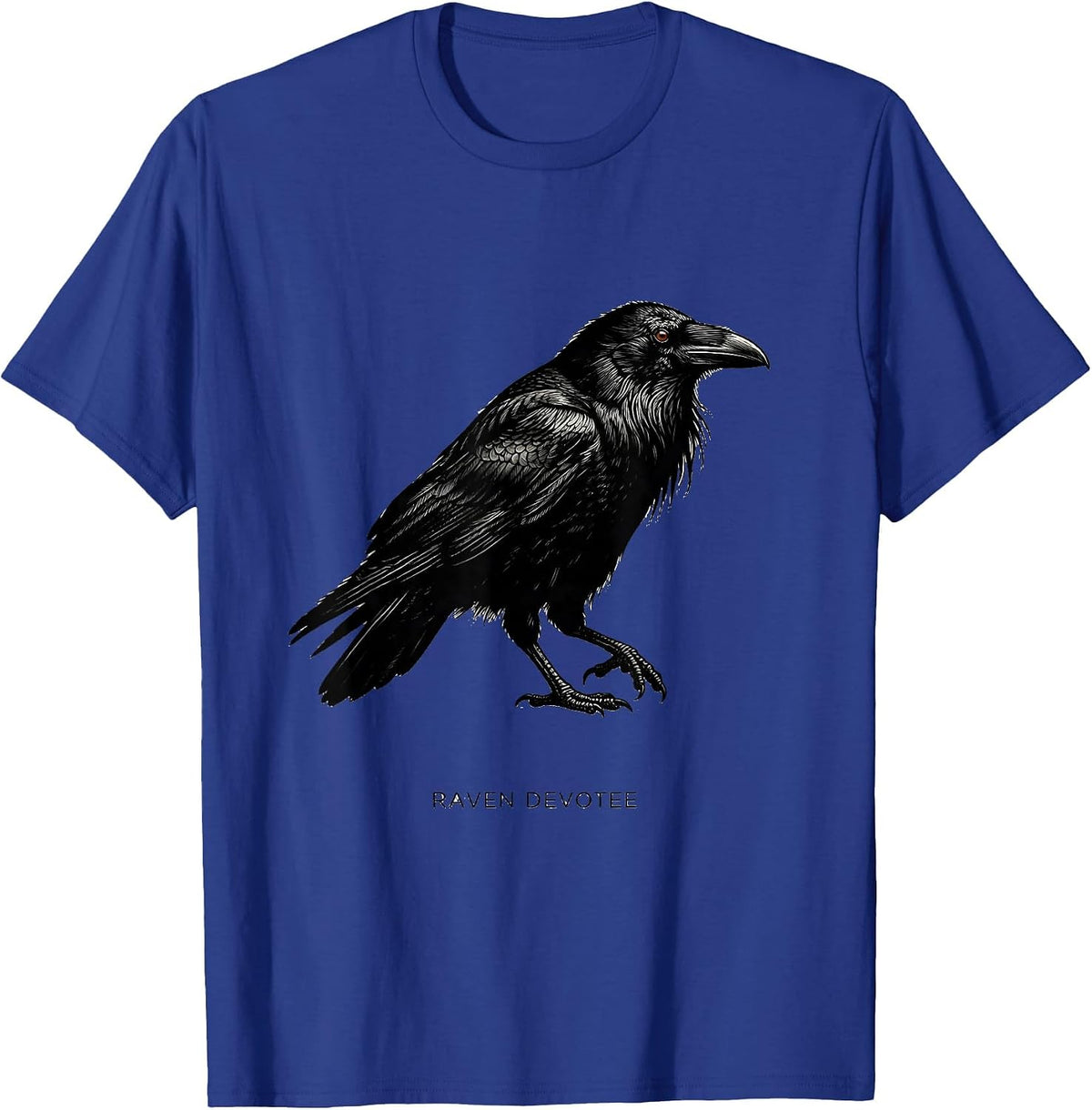 Raven Devotee Gothic Bird Art Crow Silhouette T-Shirt - Royal Blue