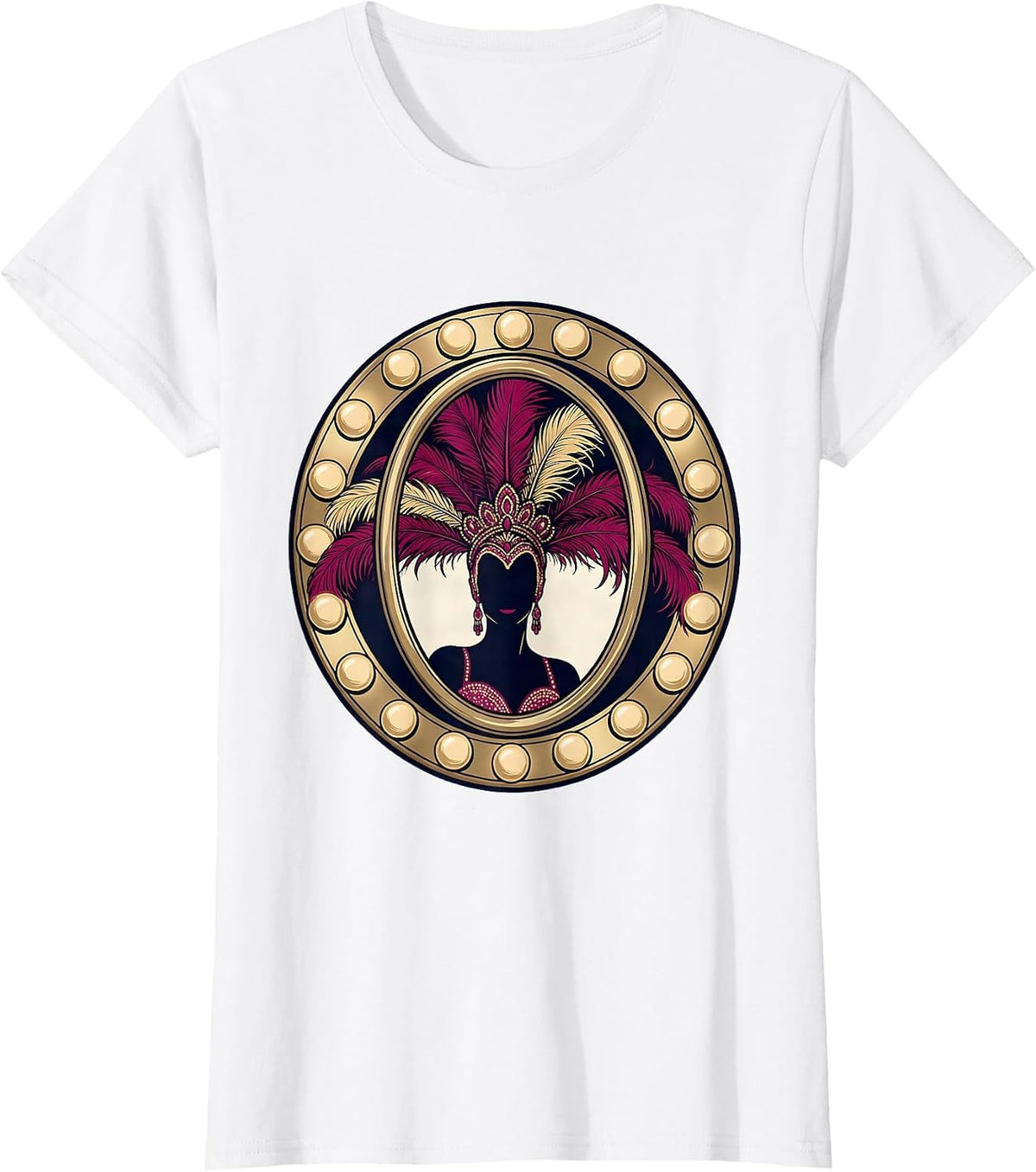 Women's Showgirl Dressing Room Mirror Reflection Graphic T-Shirt - White