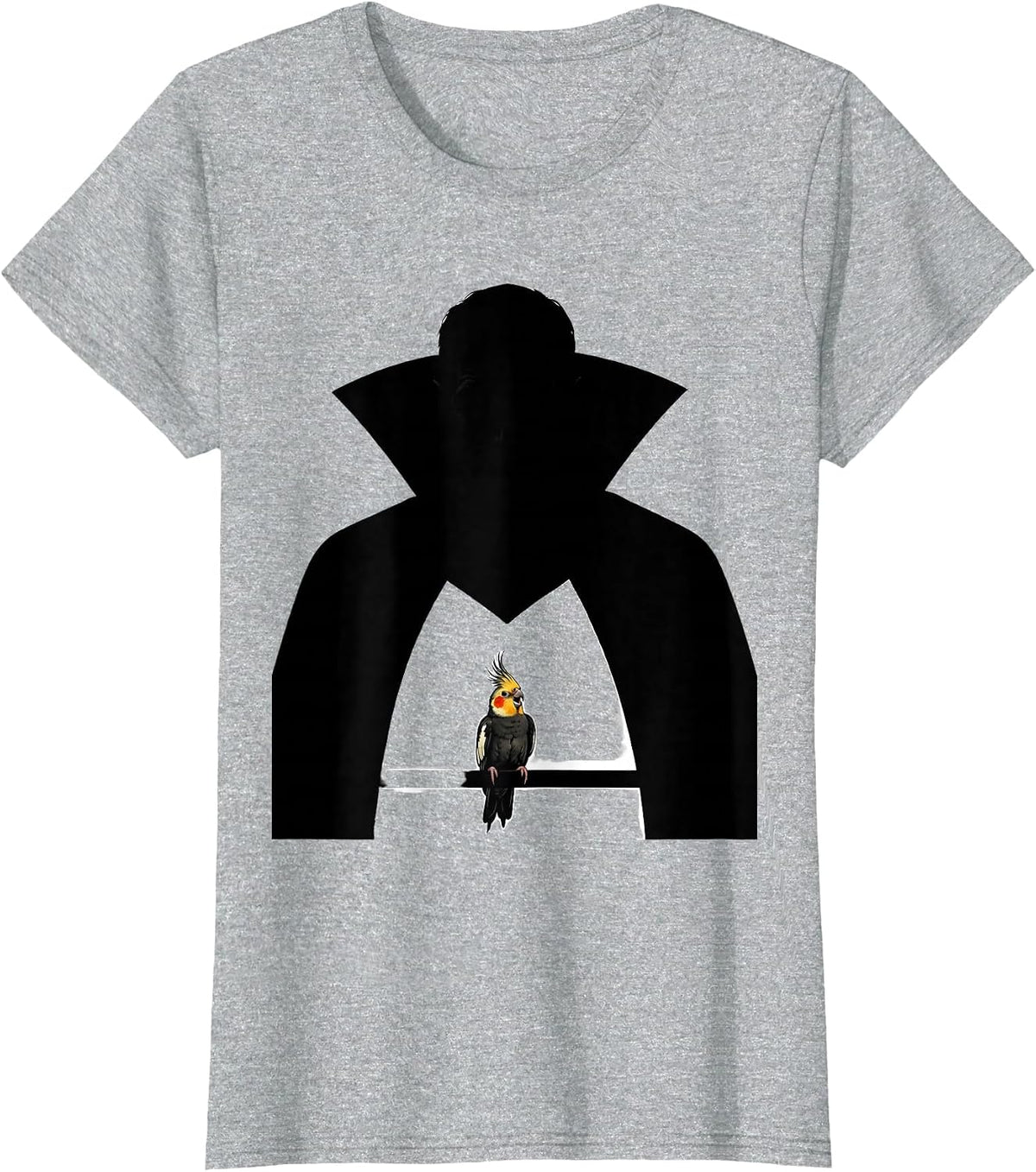 Vampire Cape Cockatiel Bird Lover Halloween Humor T-Shirt - Heather Grey