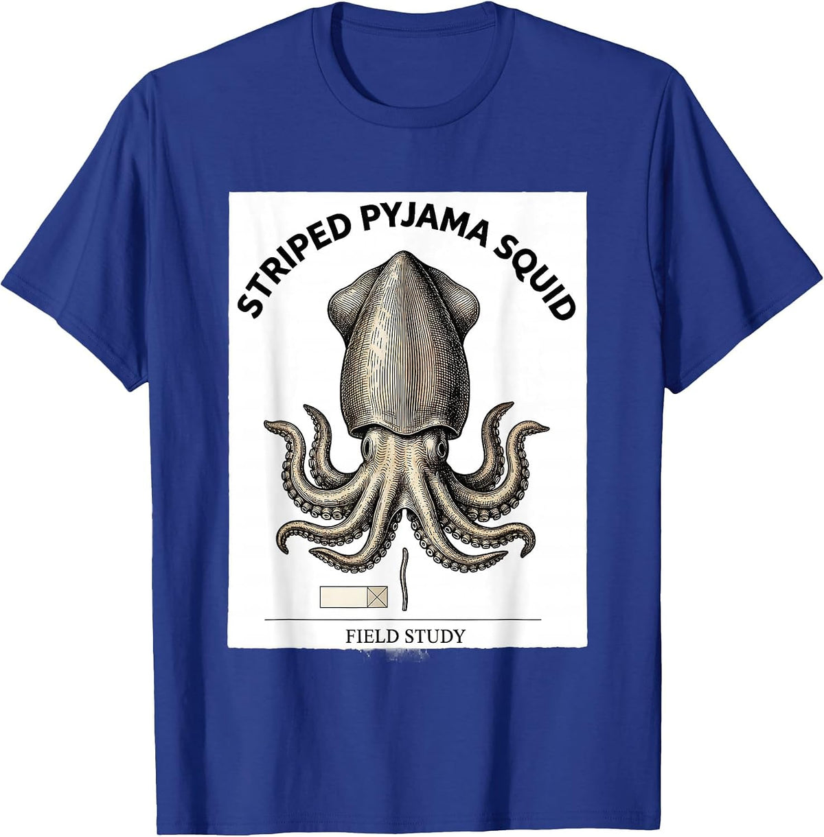 Men's Striped Pyjama Squid Field Study Vintage Octopus T-Shirt - Royal Blue